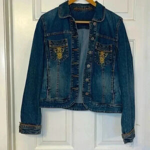 Kikit Jeans denim jacket with embroidered pockets Size S